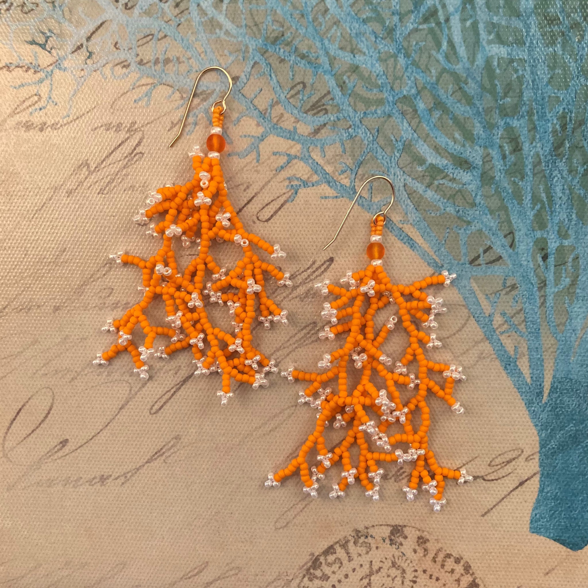 Coral Branch Seed Bead Earrings