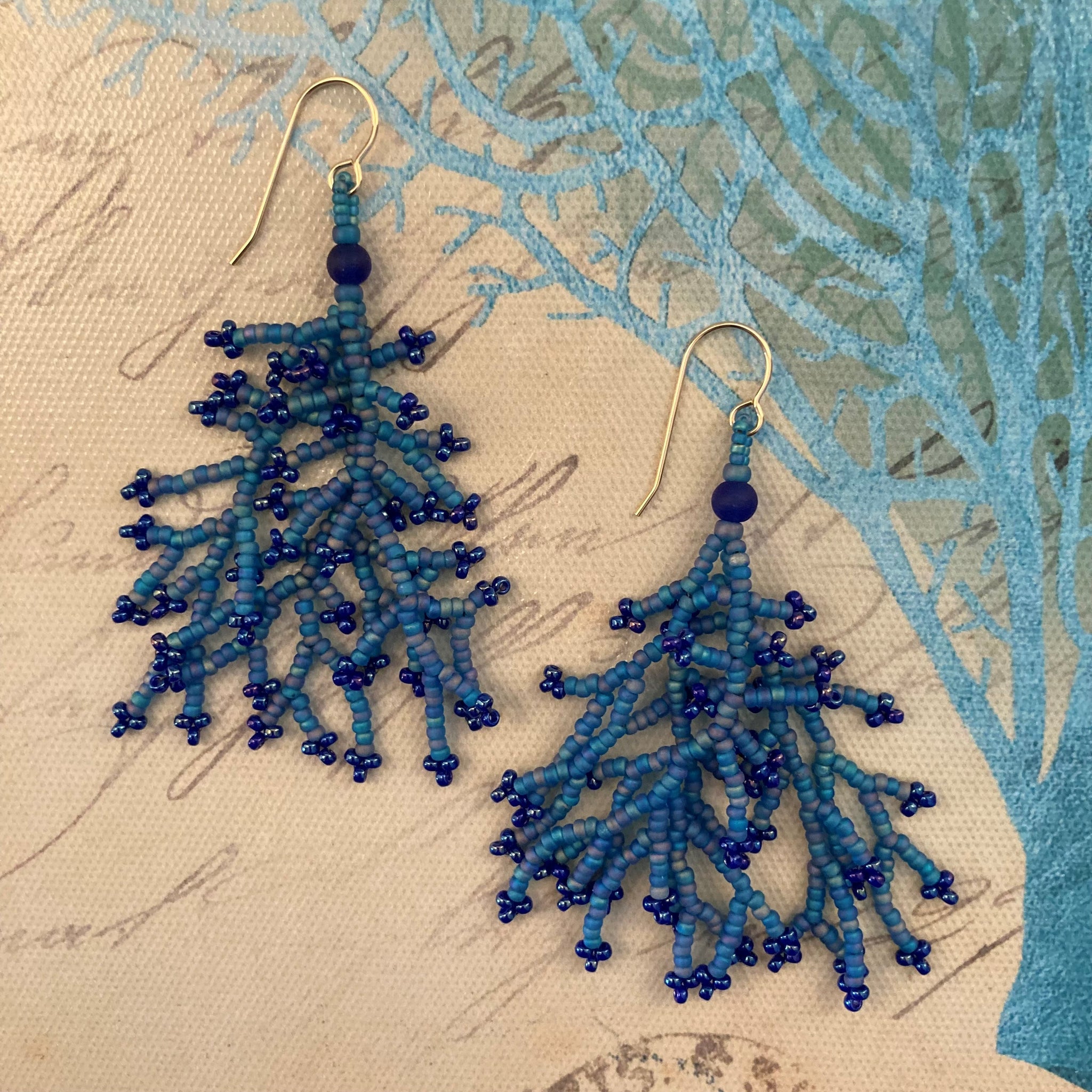 Coral Branch Seed Bead Earrings