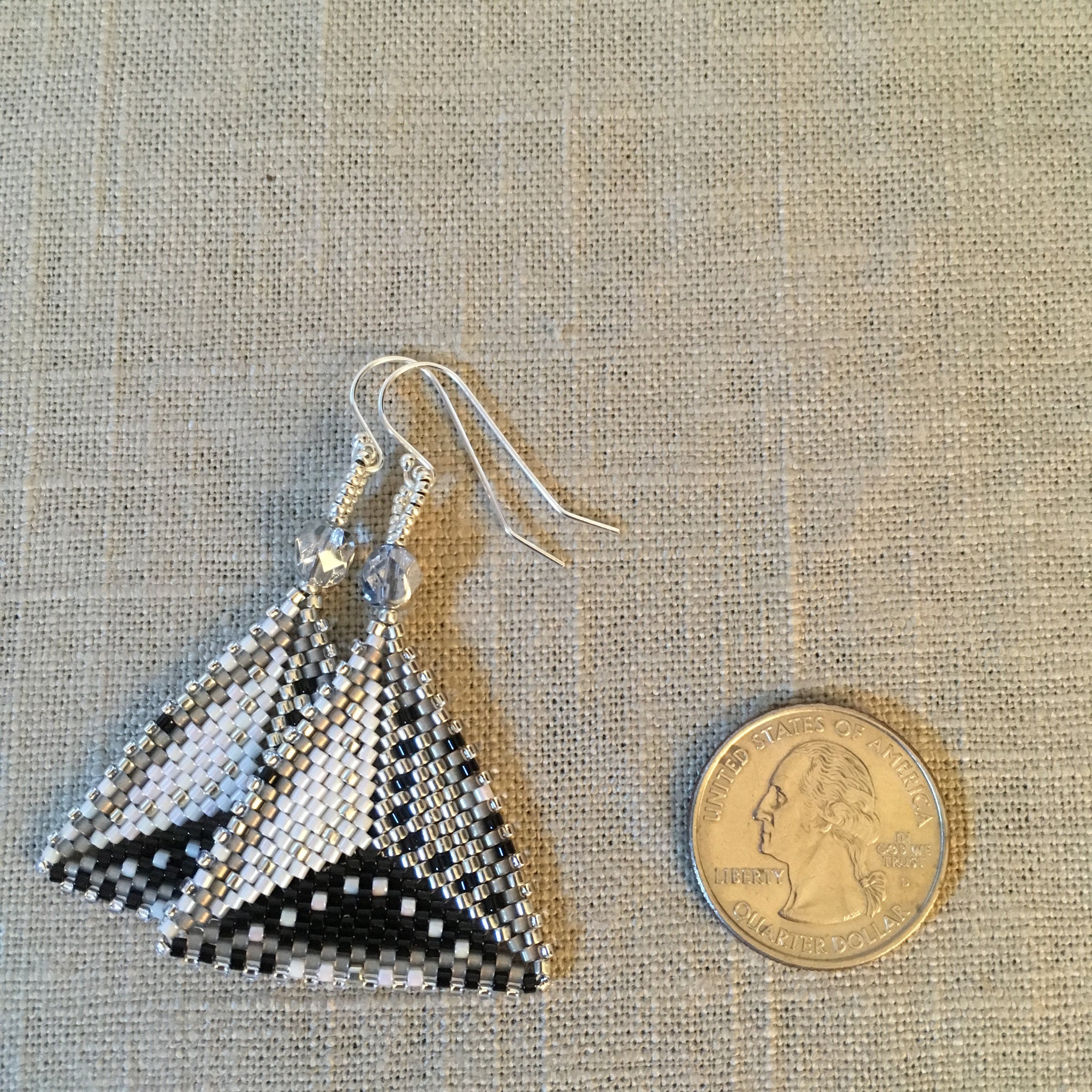 Black, Silver, White, and Grey Contemporary Triangle Earrings
