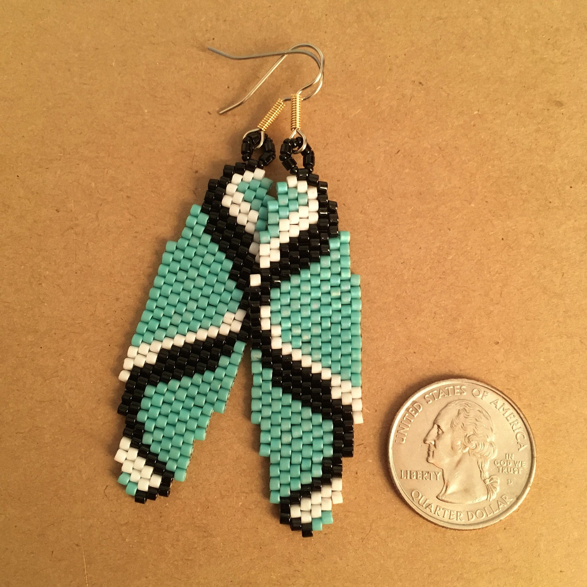 Sine Wave Earrings in Turquoise, Black and White