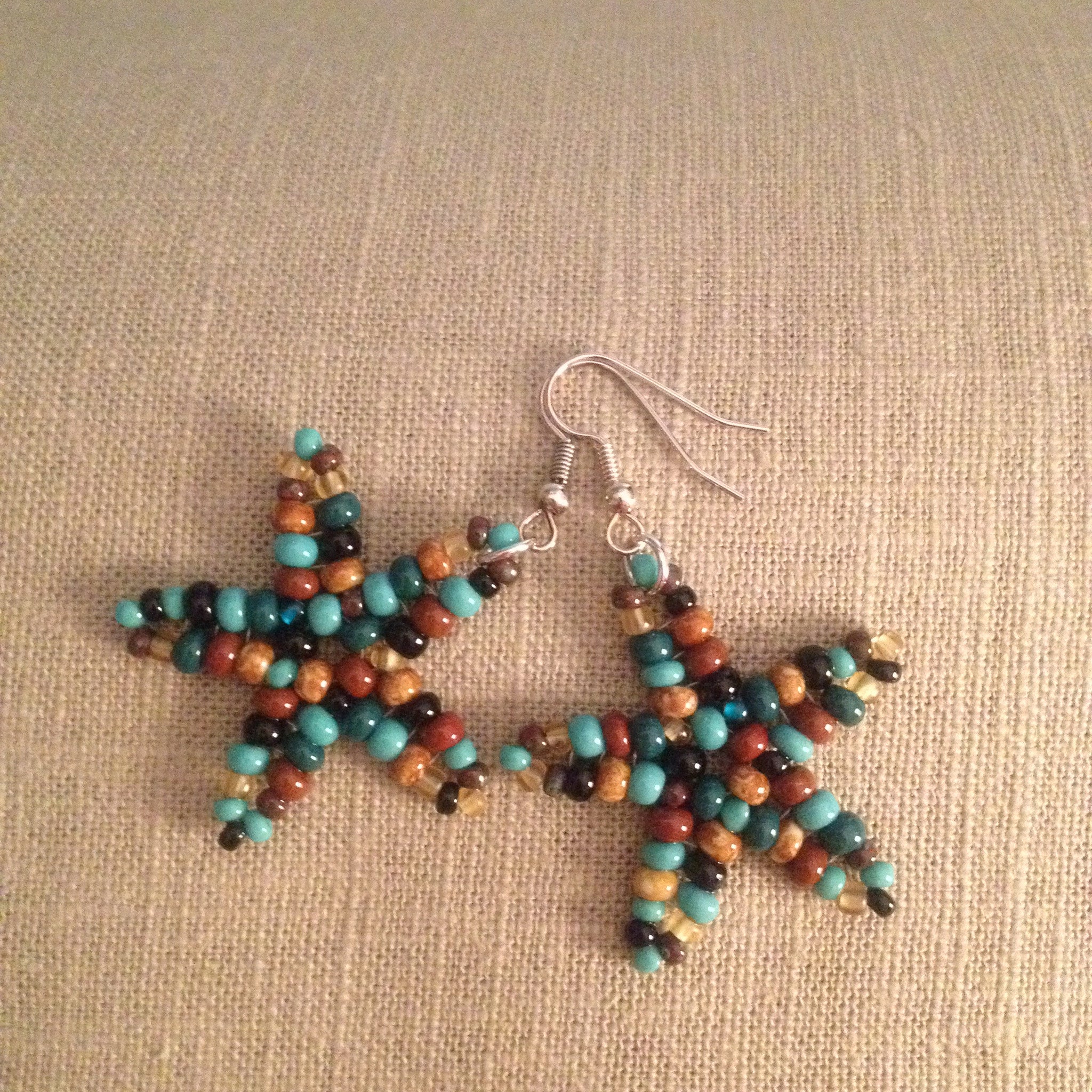 Starfish beaded earrings southwest multi colors resort cruise wear beachy fun style