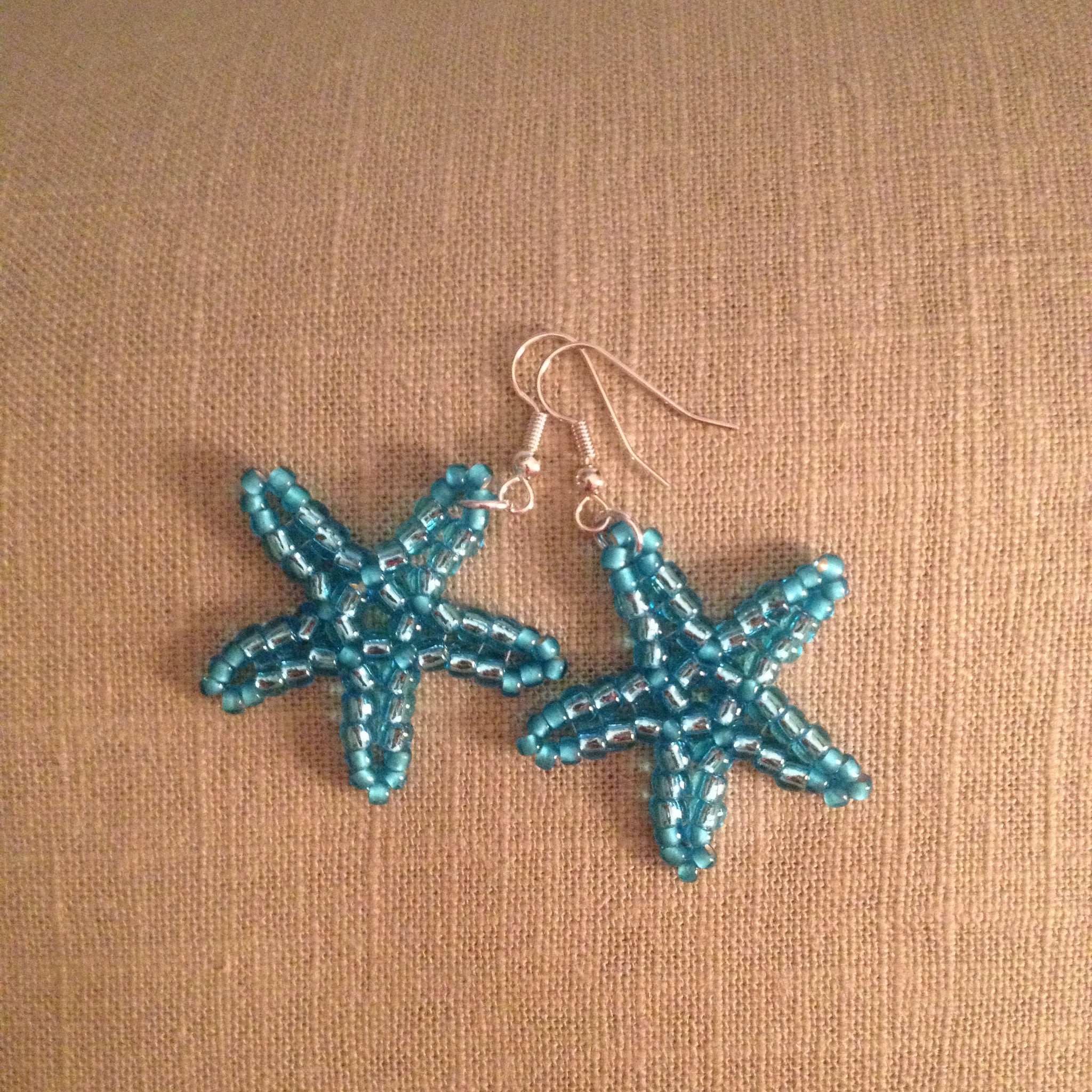 Starfish Beaded handmade earrings crystal blue resort cruise wear beachy fun style