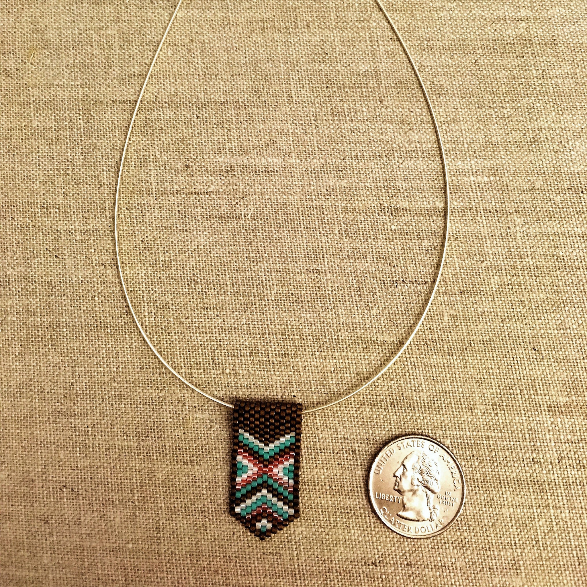 Mini Pendant Necklace in Bronze, Turquoise and Coral