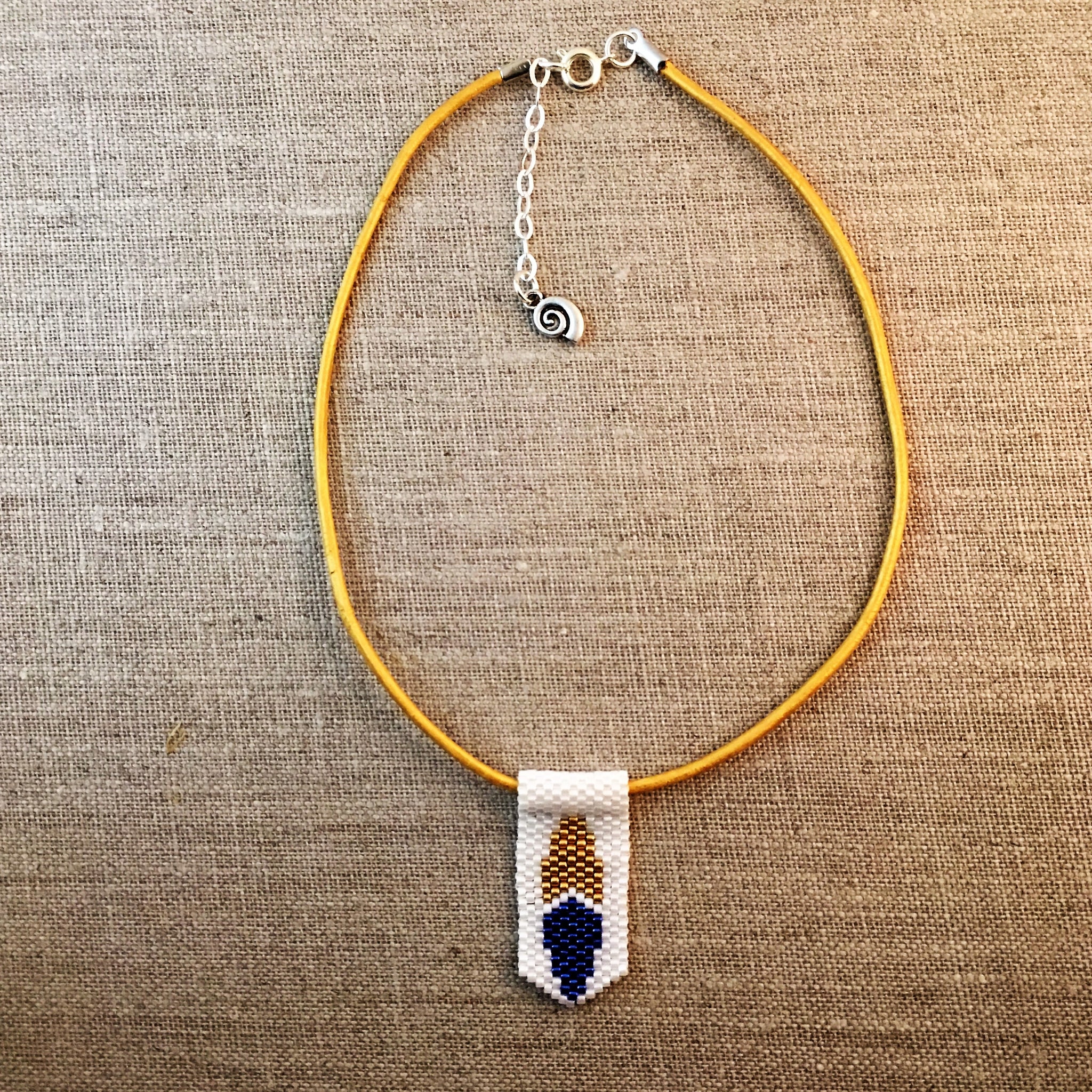 Mini Surfboard Pendant Necklace in Blue, Gold and White