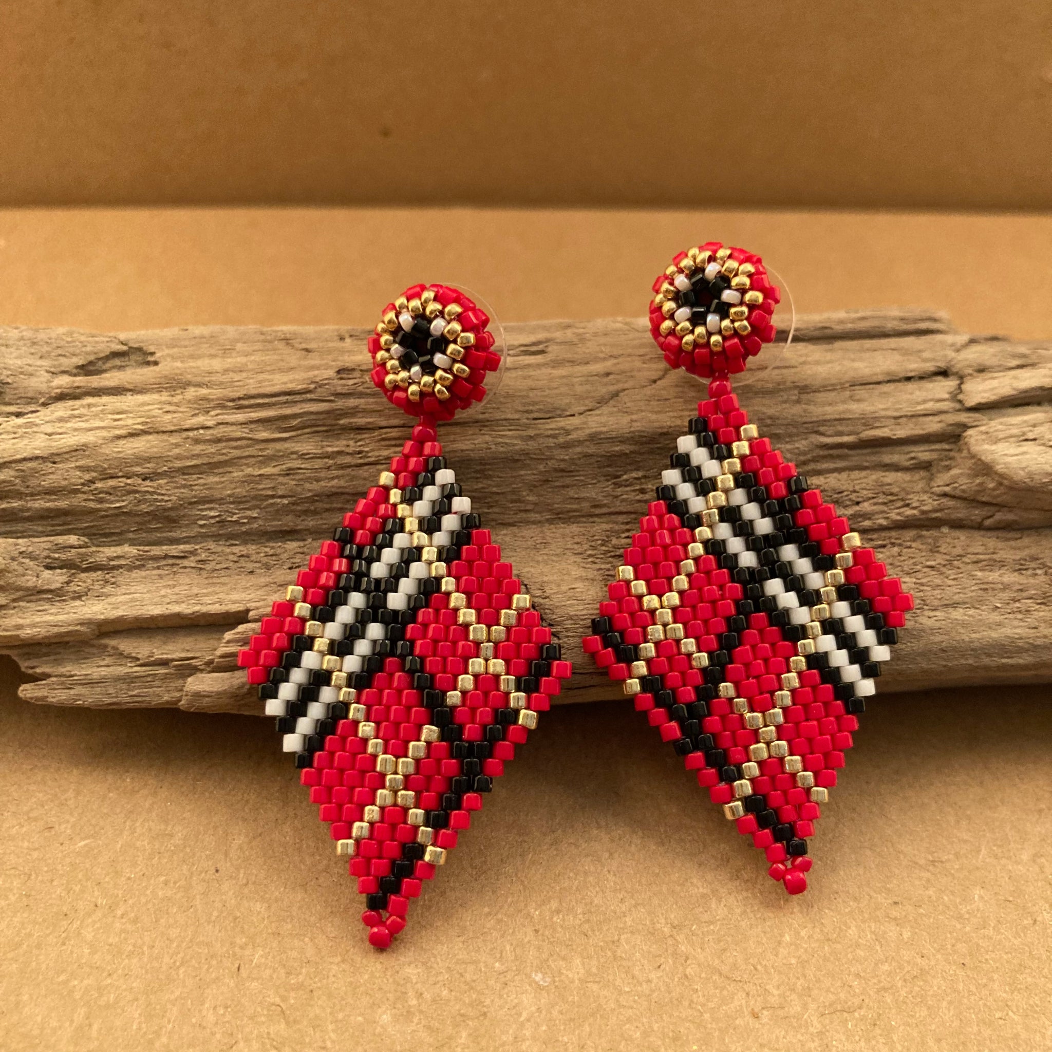 Petite Plaid Beaded Studs