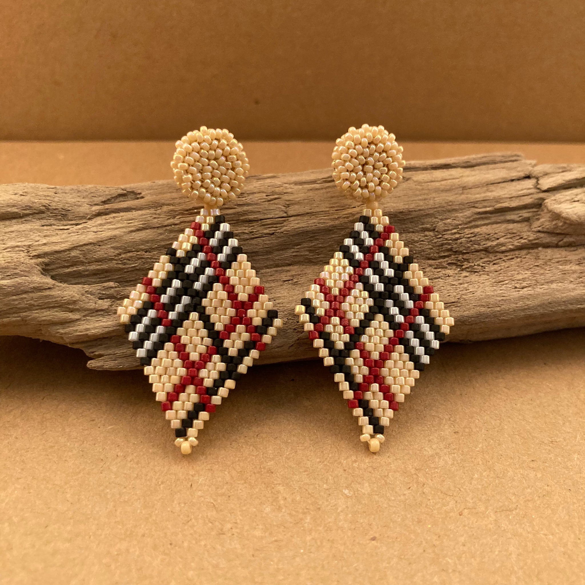 Petite Plaid Beaded Studs