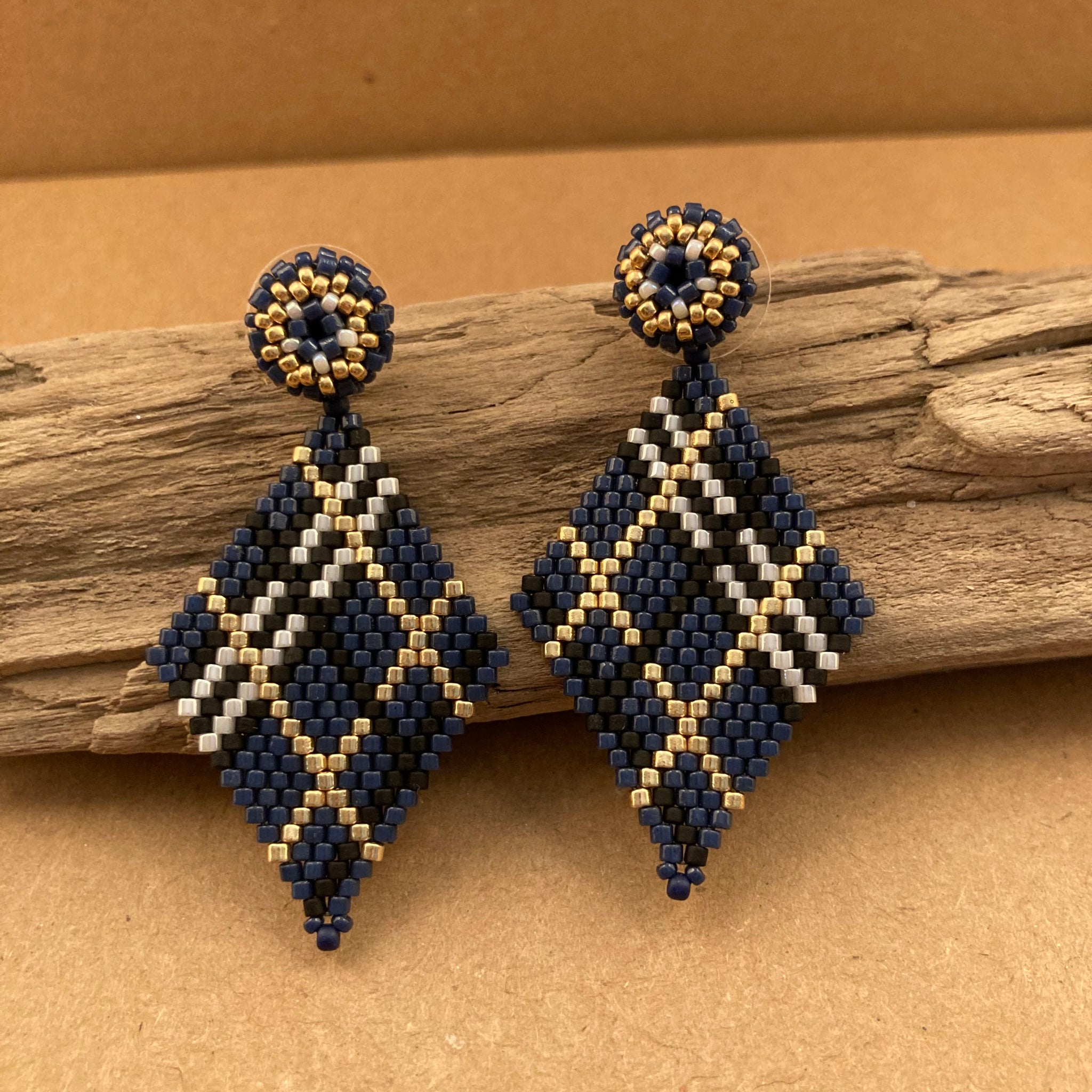 Petite Plaid Beaded Studs