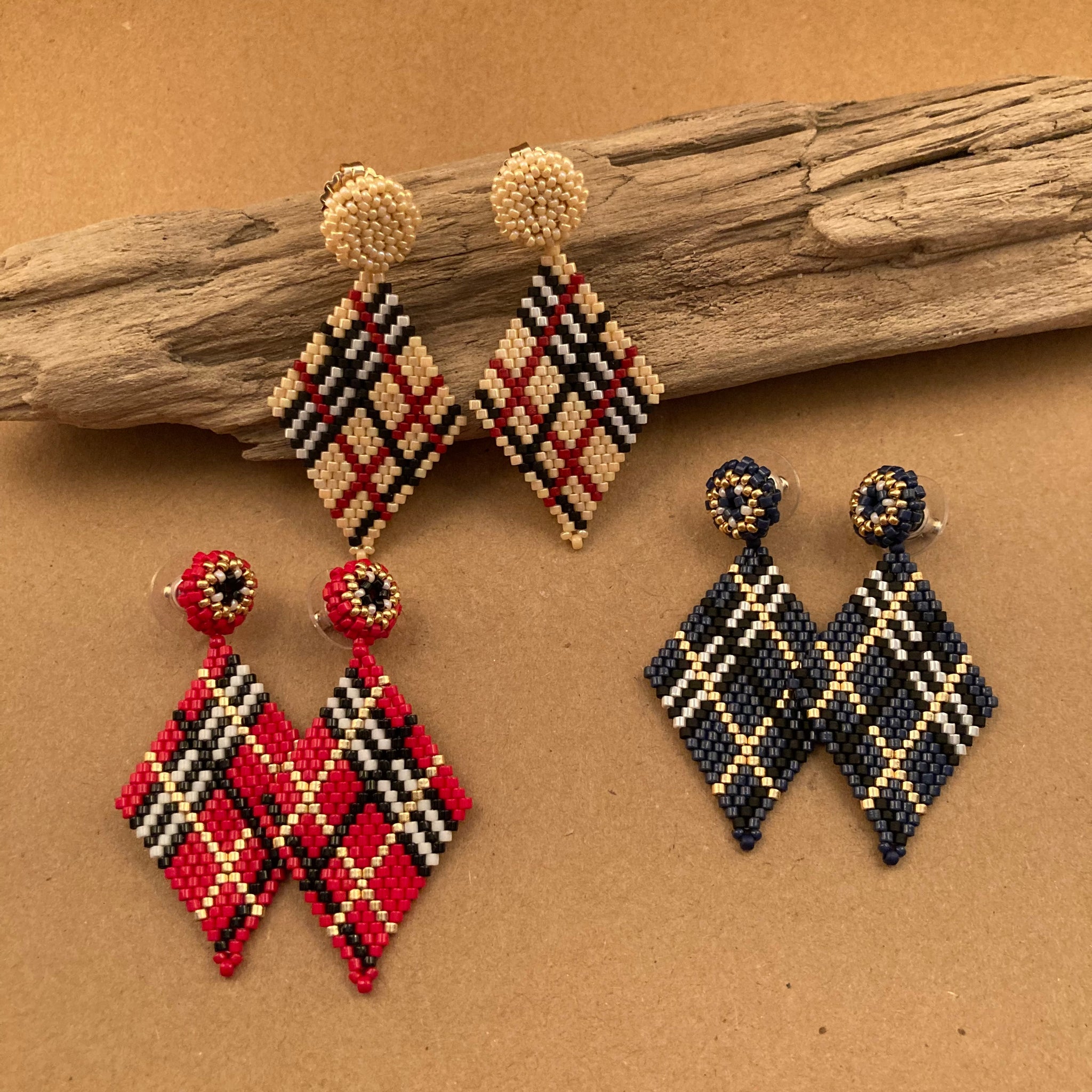 Petite Plaid Beaded Studs