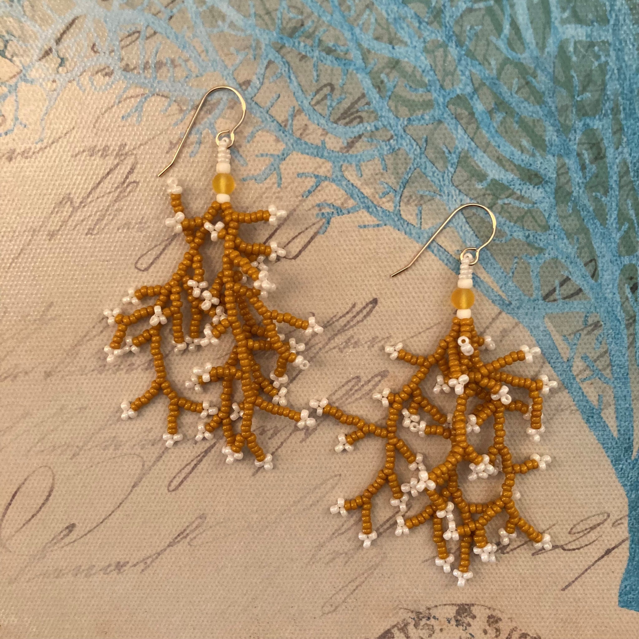Coral Branch Seed Bead Earrings