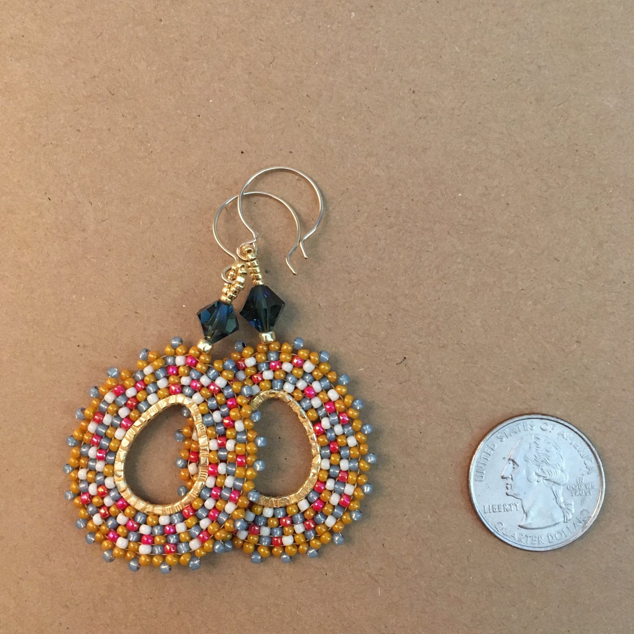 Boho Yellow, Blue, Red and White Oval Hoops with Swarovski™ Crystals