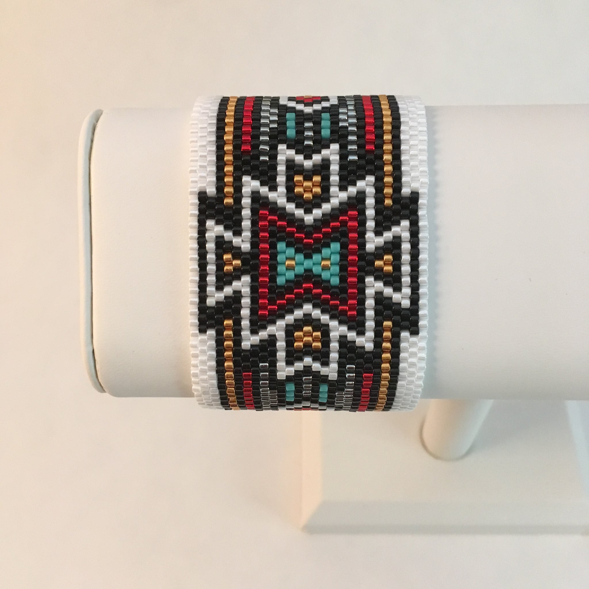 Southwest Style in White Black Red Gold and Turquoise