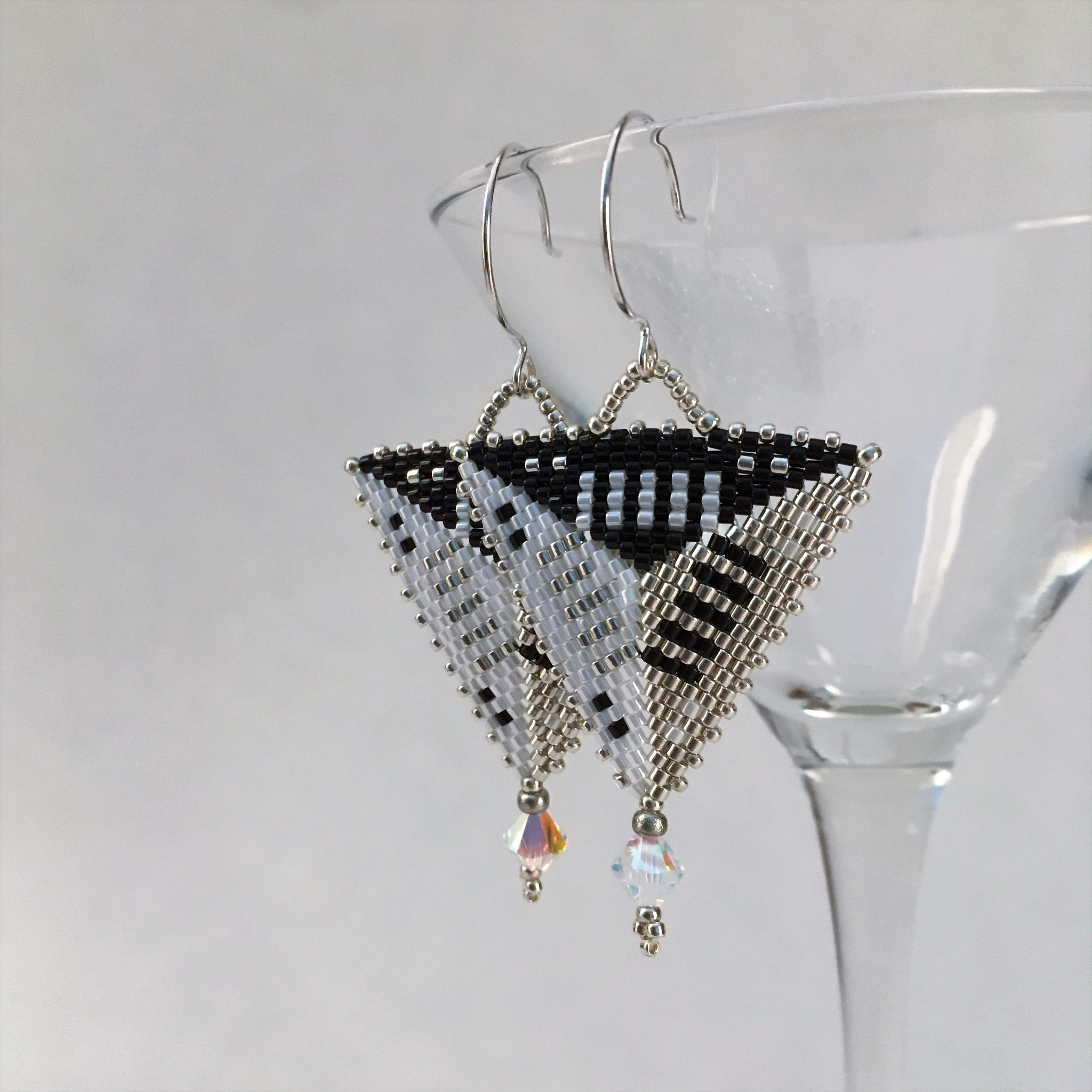 Sterling Wine Glasses Earrings With Swarovski Crystals 