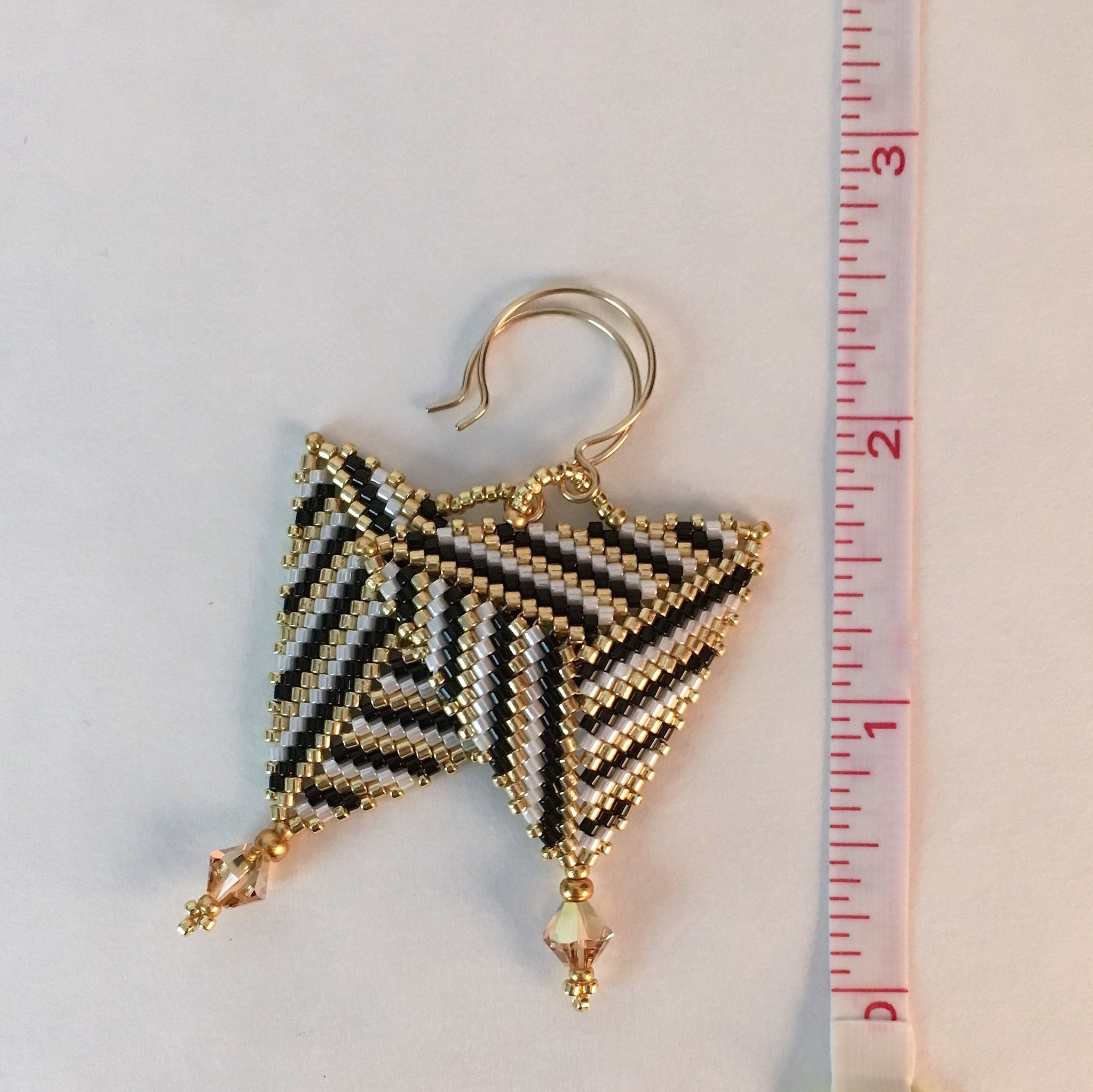 Contemporary Triangle Earrings in Gold, Black and White with Swarovski™ Crystals