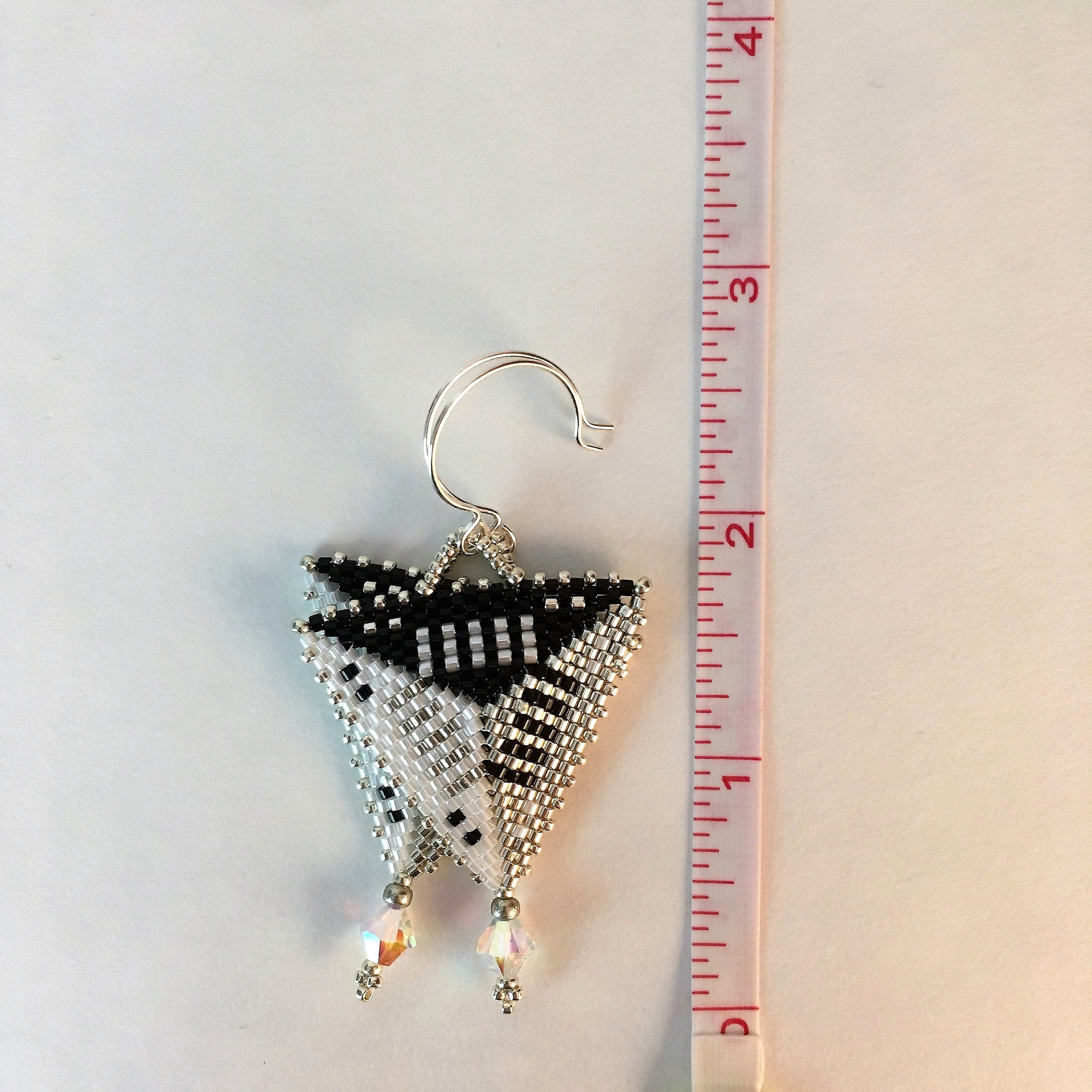 Contemporary Triangle Earrings in Black White and Silver with Swarovski™ Crystals