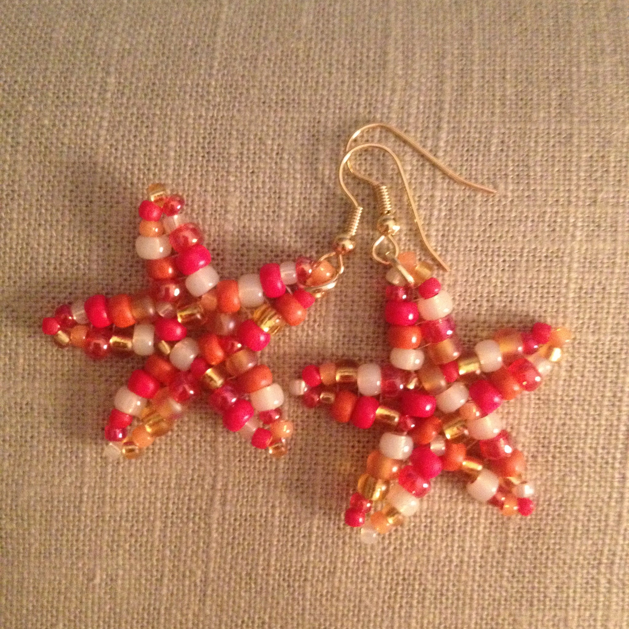 Starfish beaded handmade earrings resort cruise wear beachy fun style casual