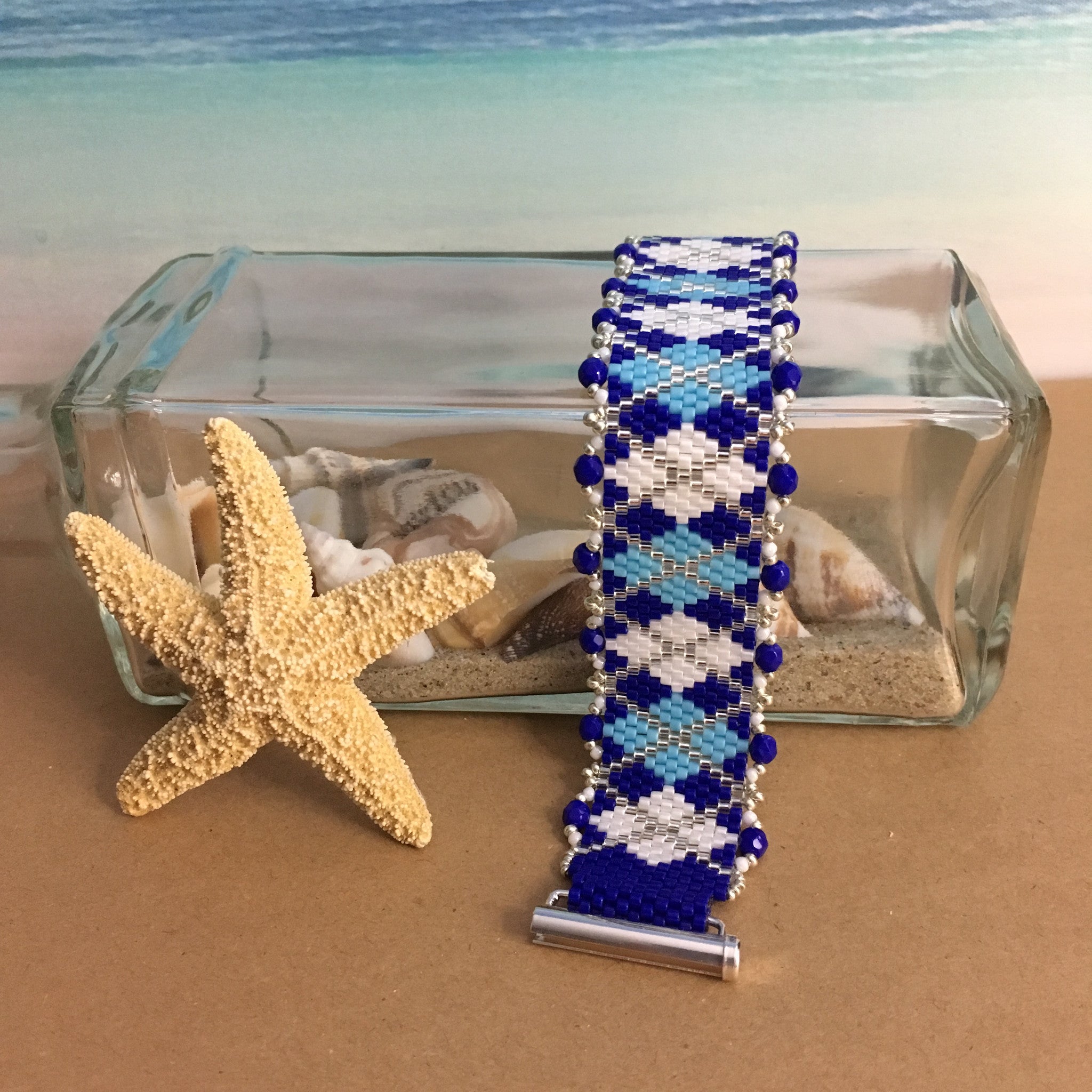 VU Villanova Wildcats colors Beaded handmade Argyle bracelet  GO CATS Beaded By The Beach