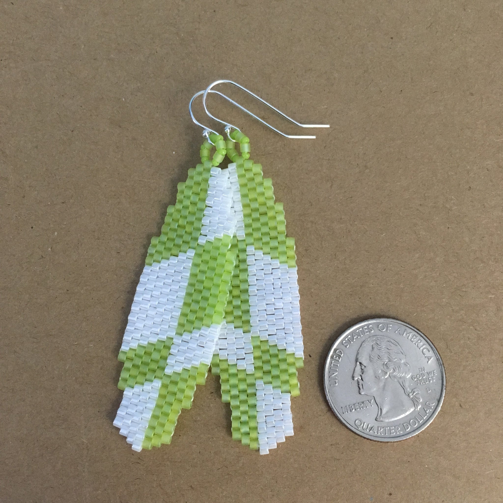 Surfboard Summer Earrings in Lime Green and White