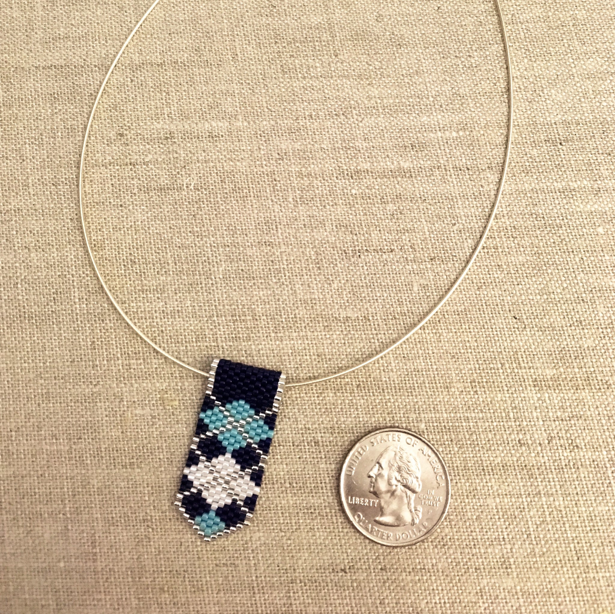 Mini Beaded Pendant in Colors of the Villanova Wildcats