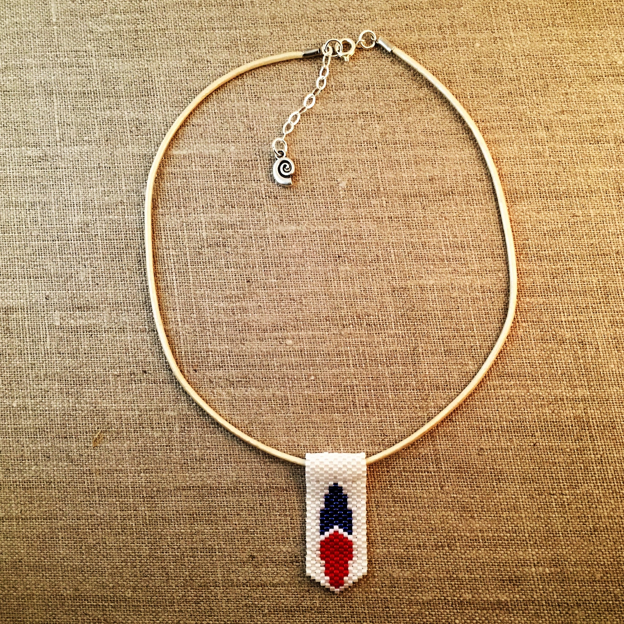 Mini Surfboard Pendant Necklace in Red, Blue and White