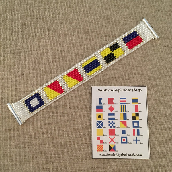 POODLE Nautical Alphabet Signal Flag Bracelet handmade beaded peyote custom name 