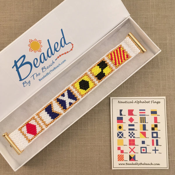 Nautical Alphabet Signal Flag Bracelet FAMILY handmade beaded peyote custom name
