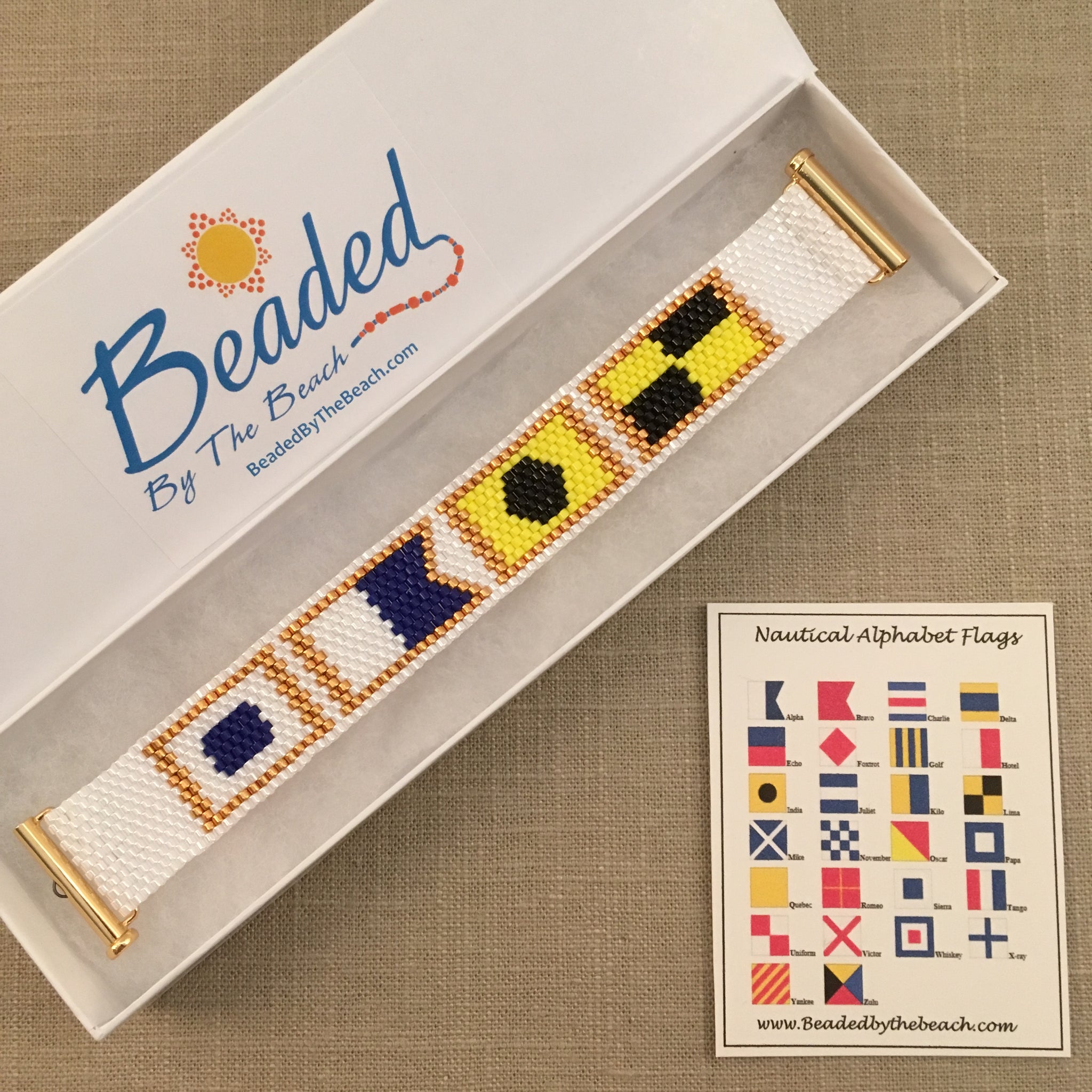 Nautical Alphabet Signal Flag Bracelet SAIL handmade beaded peyote custom name