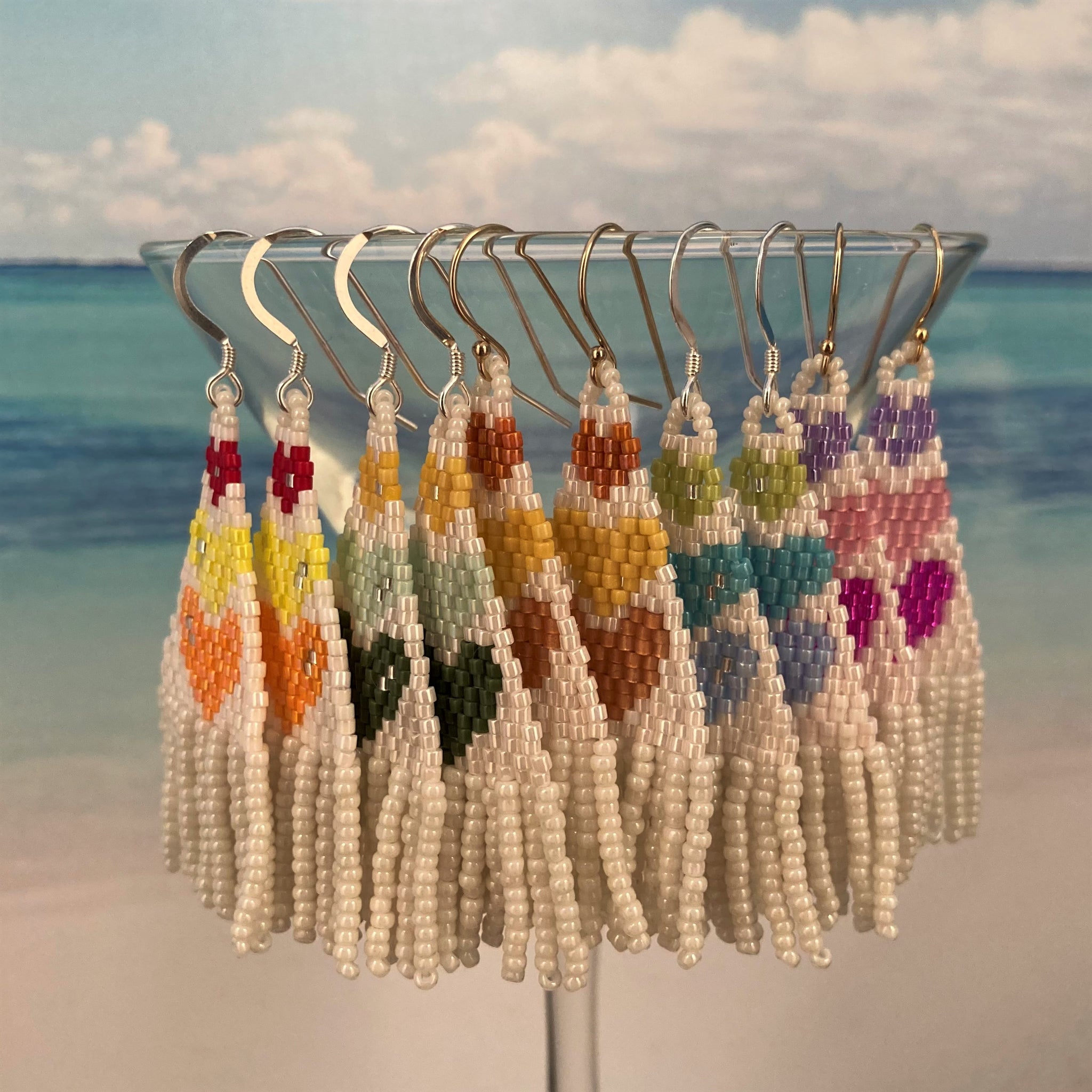 petite tassel fringe earrings beaded by the beach colorful hearts lightweight smaller fun ocean cruise resort boho hypoallergenic prime custom amazon prom wedding casual 